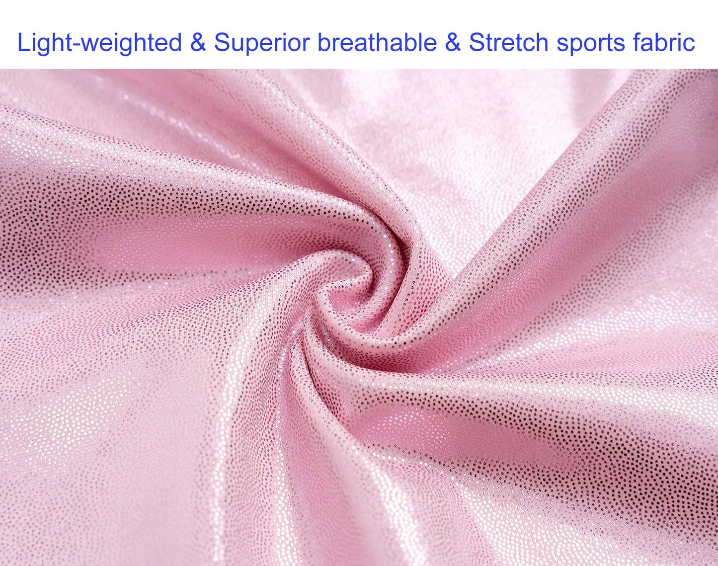 Domusgo Leotard for Girls Gymnastics Size 8-9 Years Old Sparkly Pink One Piece Sleeveless Biketard with Shorts