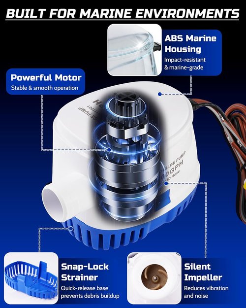 Automatic Boat Bilge Pump Kit by [Brand Name] - 1100GPH Electric Marine Pump with Float Switch & Hose