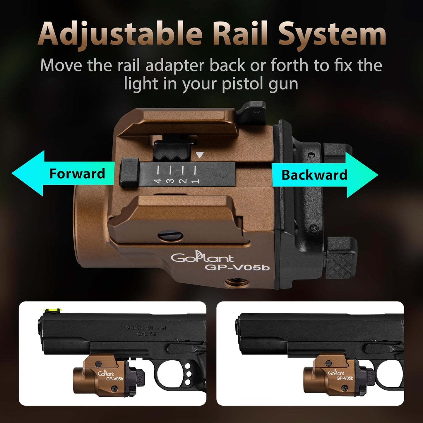 Skiennix 1500 Lumens Tactical Pistol Flashlight - Compact Aircraft-Grade Aluminum with Green Laser Light Combo