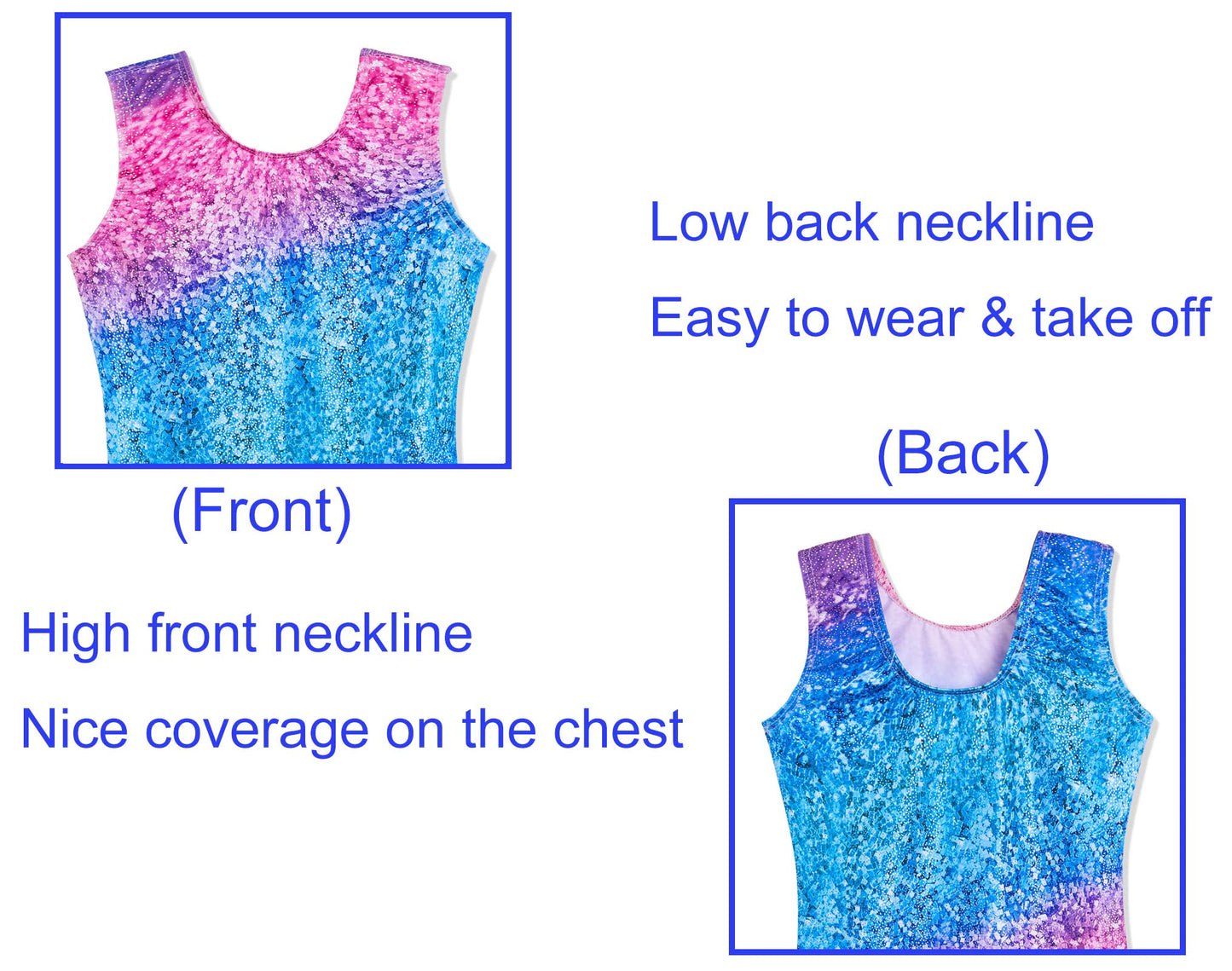 Domusgo Girls Gymnastics Leotards Size 3t 4t Shiny 3D Prints Sleeveless Gradient Stripe Biketard with Shorts