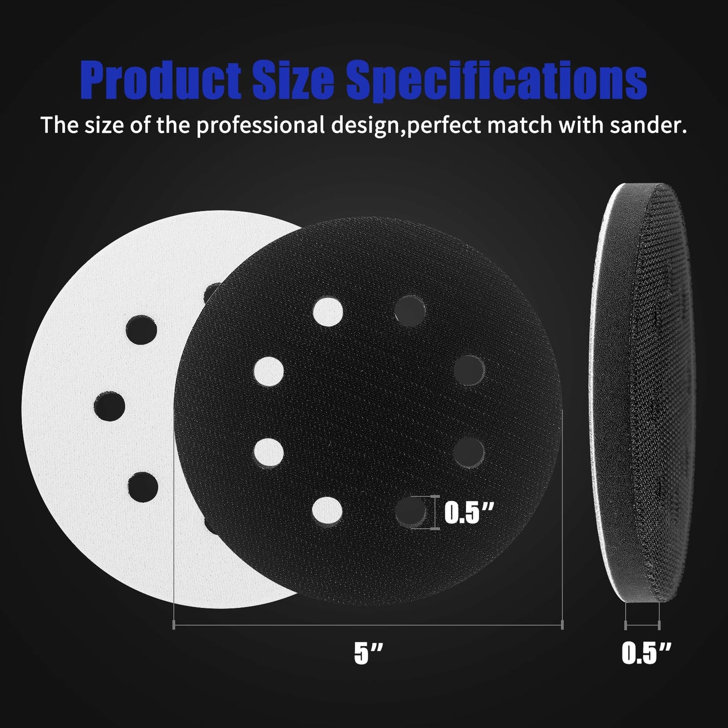 4 Pack Upgraded Foam Sanding Pads for Orbital Sander, 5 Inch 8 Holes Orbital Sander Surfprep Foam Pad, Hook and Loop Soft Density Interface Pads with Soft & Hard Cushion Sponge Buffer by Elechiakan