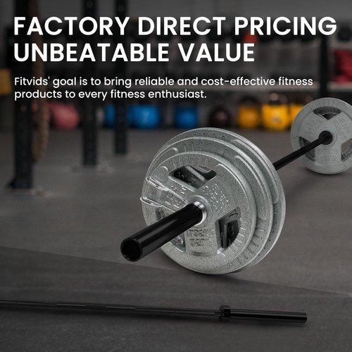 Fitvids Olympic Barbell Bar for Weightlifting and Power Lifting, 700 Pound Capacity, 5-Foot,Black