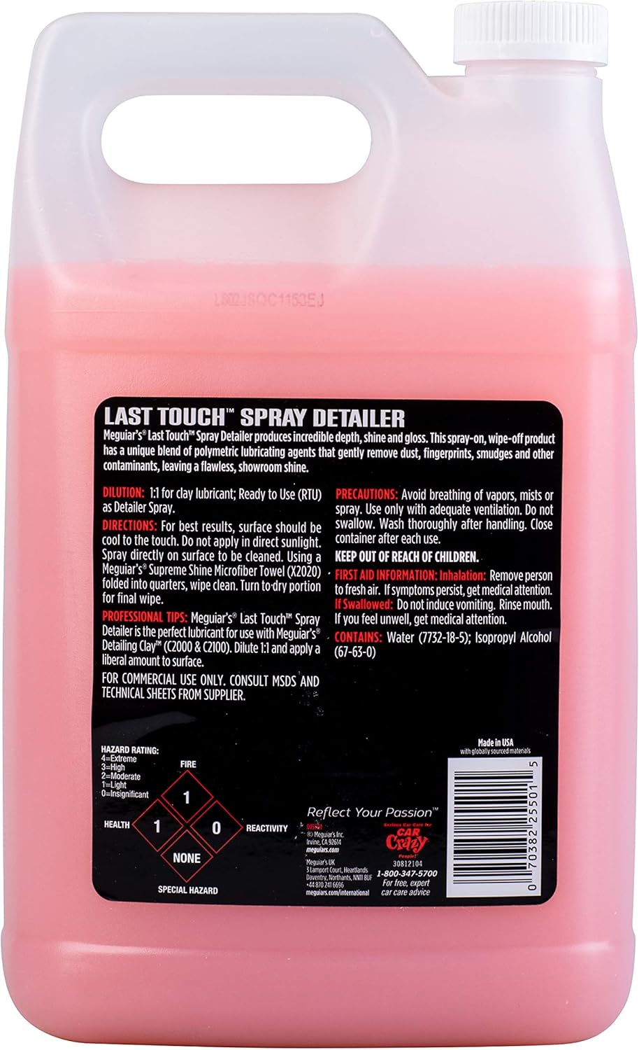 Meguiar's Last Touch Spray Detailer - Versatile Clay Lubricant for Showroom Shine | 1 Gallon