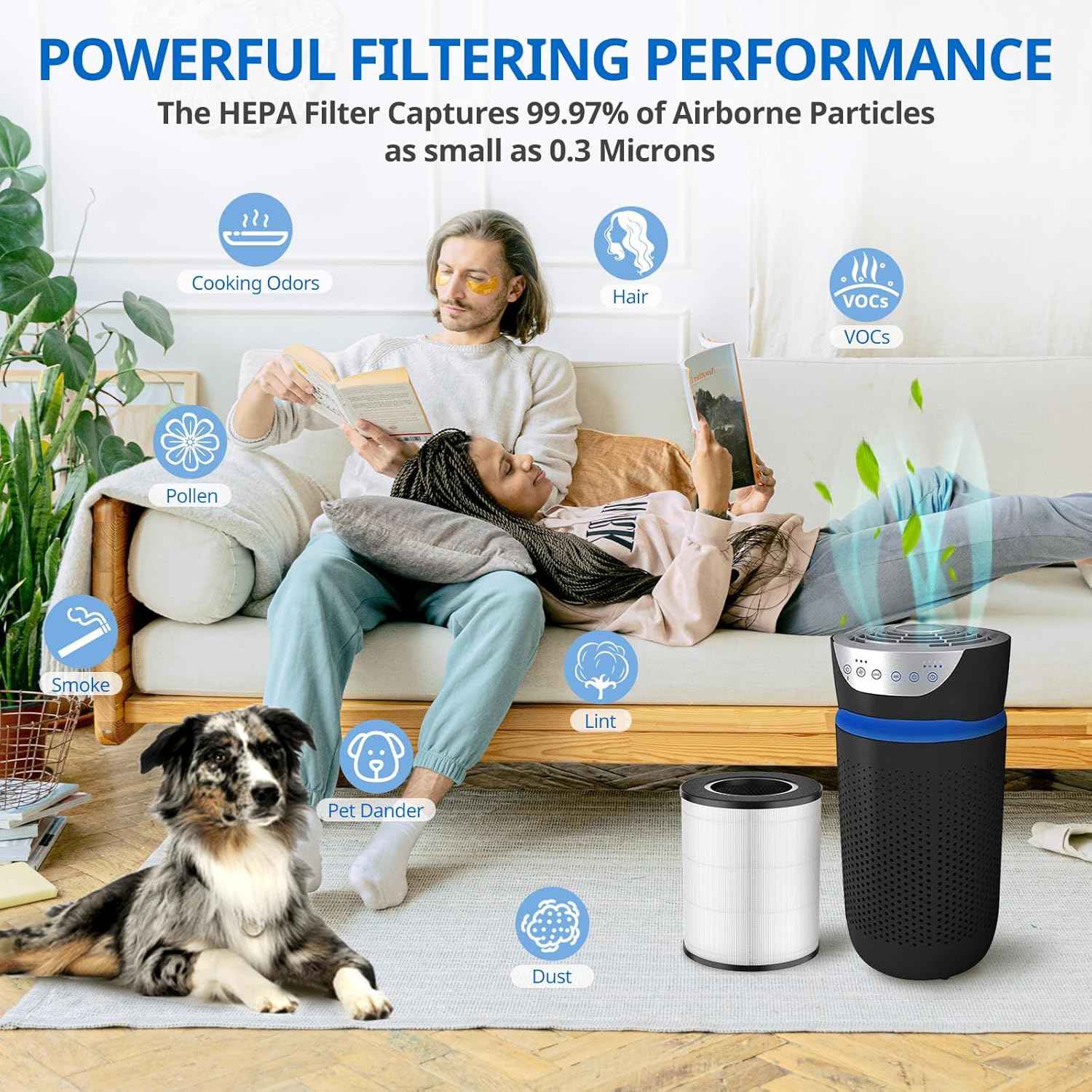 HoMedics TotalClean AP-T30 & AP-PET35 Replacement HEPA Filter - 2 Pack, 360° 5-Layer Filtration