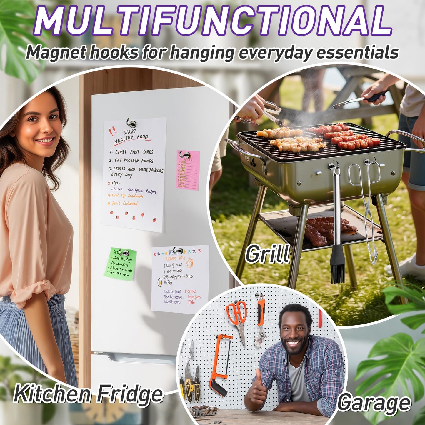 Mukfirm 20 Pack Magnetic Hooks for Halloween Lights Decor, Heavy Duty Magnetic Hook for Fridge, Magnetic with Hooks for Hanging, Cruise Magnets for Door, Magnetic Wall Hooks, Cruise Magnetic Hook