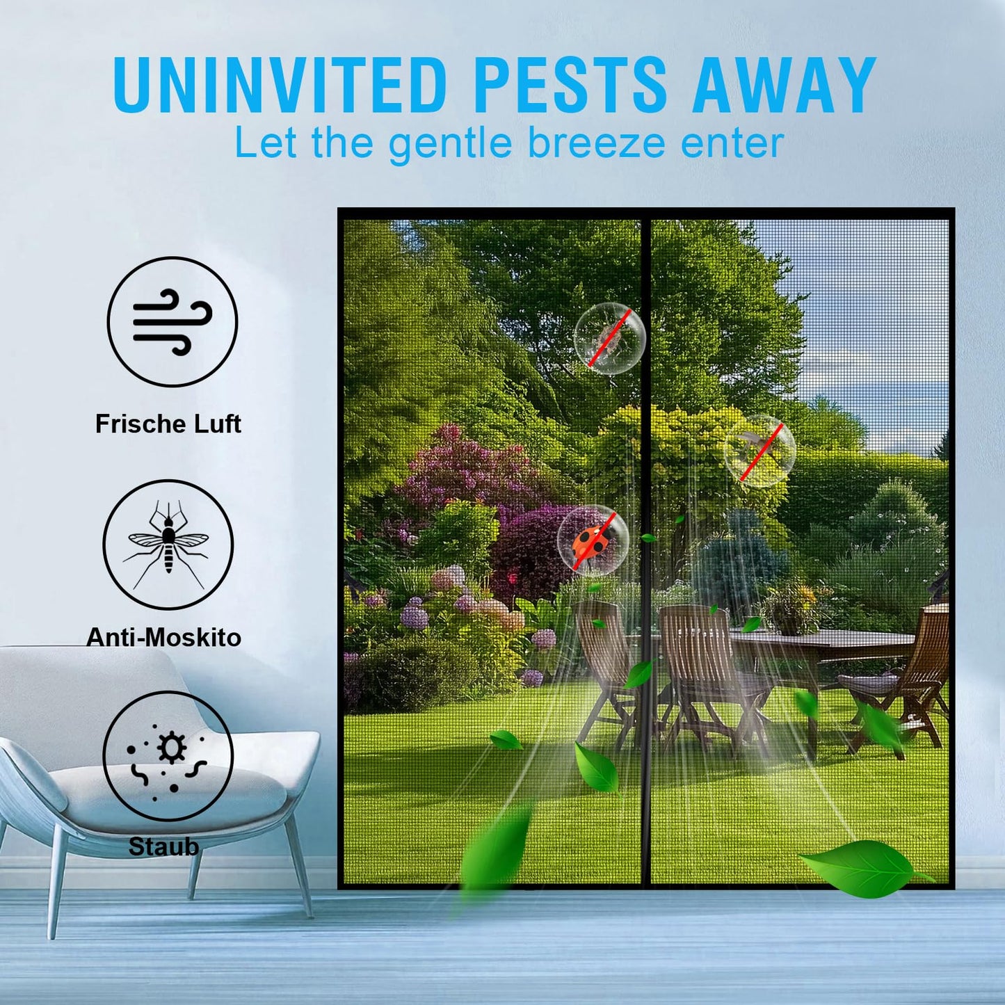 Cnynail Fiberglass Magnetic Screen Door for 72''x80'' Doors,Screen Size 74"x81" Self-Sealing with Strong Magnets, Anti-Tearing Reinforced Fiberglass Mesh Keeps Bugs Out Perfect for Front,Sliding Doors