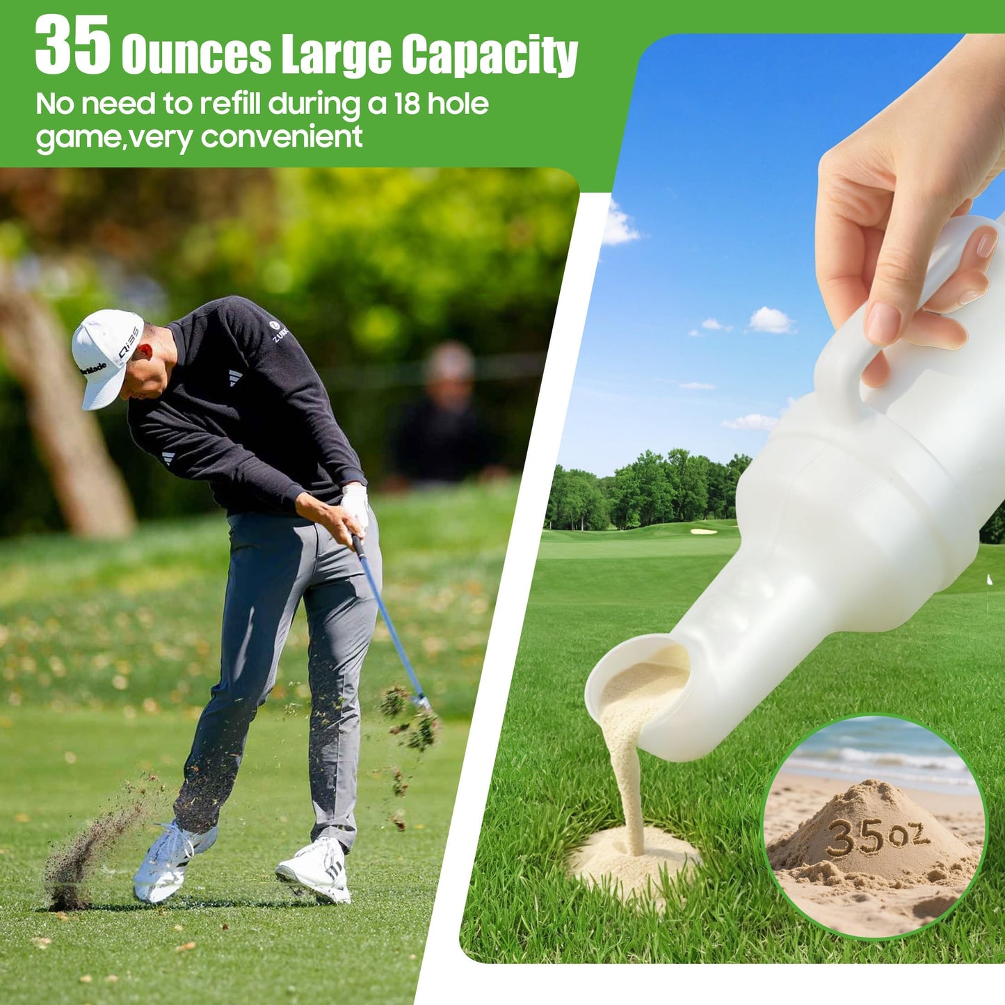 10L0L Golf Cart Sand Bottle with Holder Universal fit Club Car EZGO Yamaha, Divot Filler Sand Bottle with Grip Handle Easy to Pour (Pack of 2)