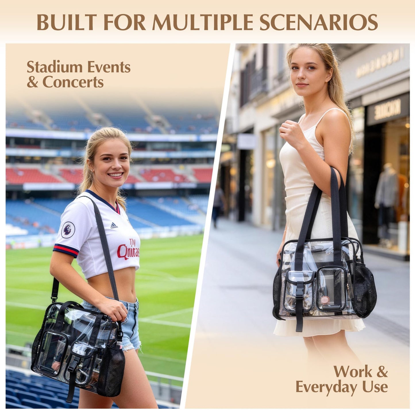 Clear Tote Bags for Work，Stadiums Concerts Corrections officers Approved