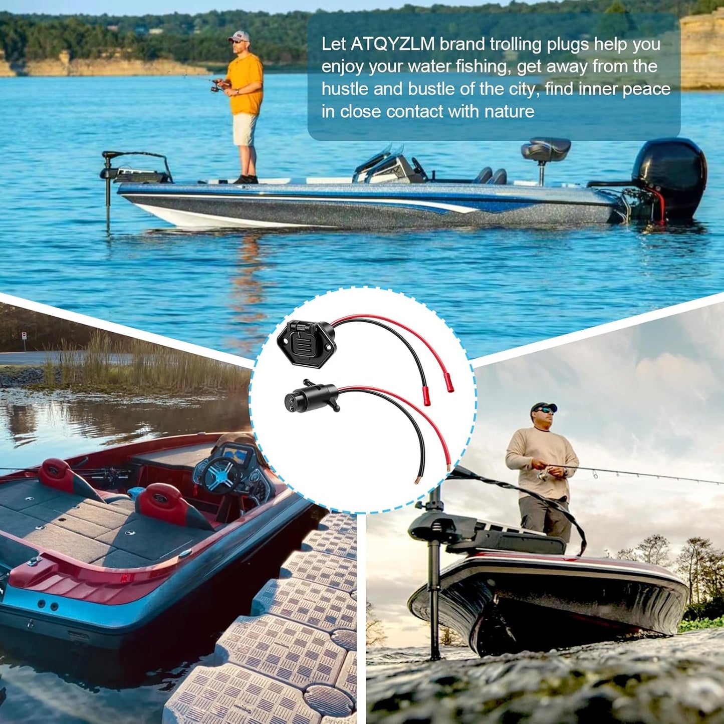 Minn Kota Trolling Motor Plug - Professional Waterproof 12V-24V Quick Connect | 8 Gauge 2 Wire Receptacle