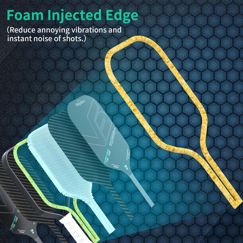 Pickleball Paddle, 16MM T700 Thermoformed Raw Carbon Fiber Pickleball Paddle, USAPA Approved, Polypropylene Honeycomb Core, Foam Injected Edges for Expanded Sweet Spot, Control and Balance