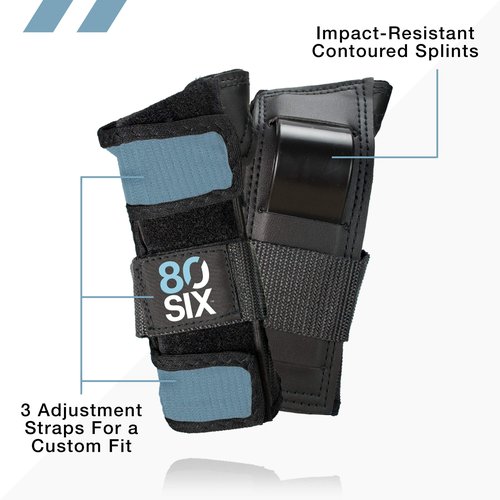80Six Dual Certified Kids’ Helmet with Knee Pads, Elbow Pads, and Wristguards, Grey and Blue, Small/Medium - Ages 8+