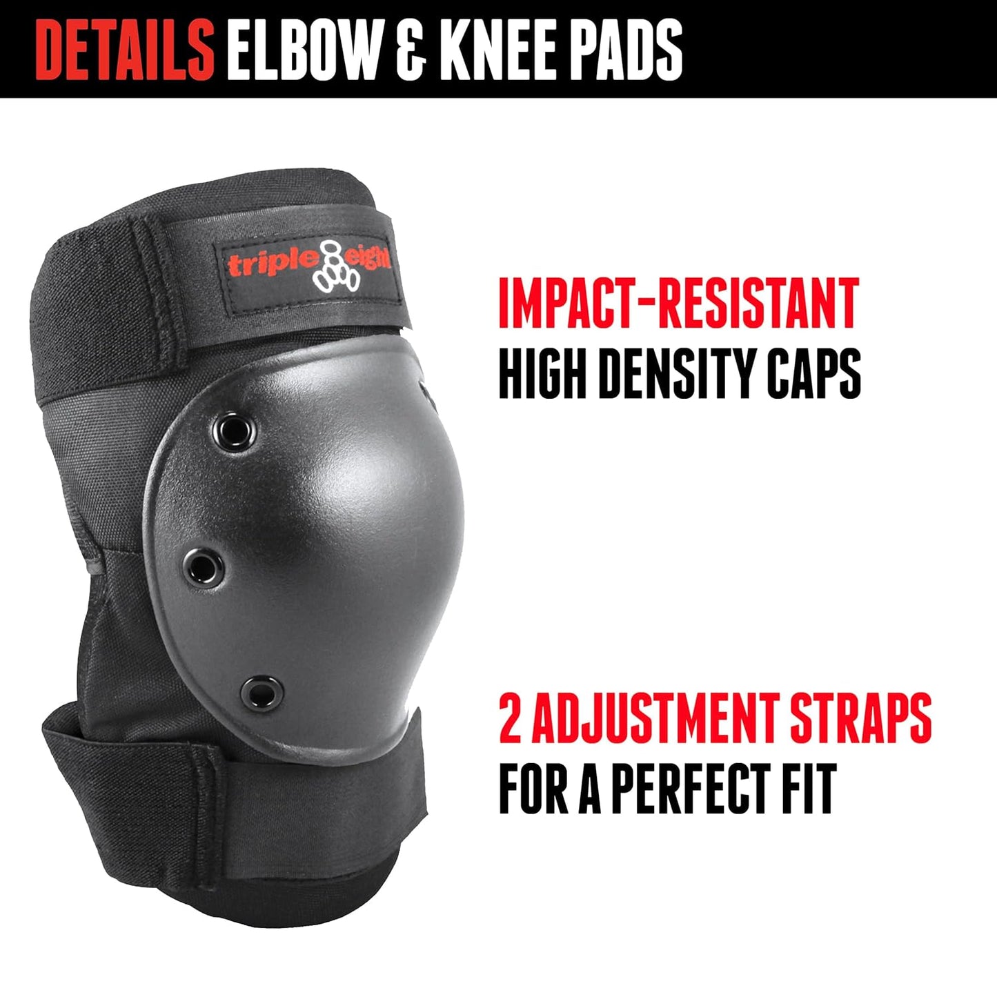 Triple Eight Saver Series Pad Set - Knee, Elbow & Wrist Protection - Medium, Black