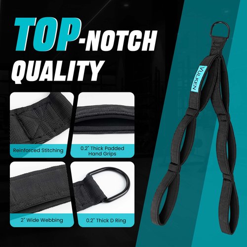 Vulken Tricep Rope Cable Attachments for Gym. Extra Long Tricep Rope LAT Pulldown Attachments Three Size in One Multi Workout Rope Handles Gym Accessories, Black