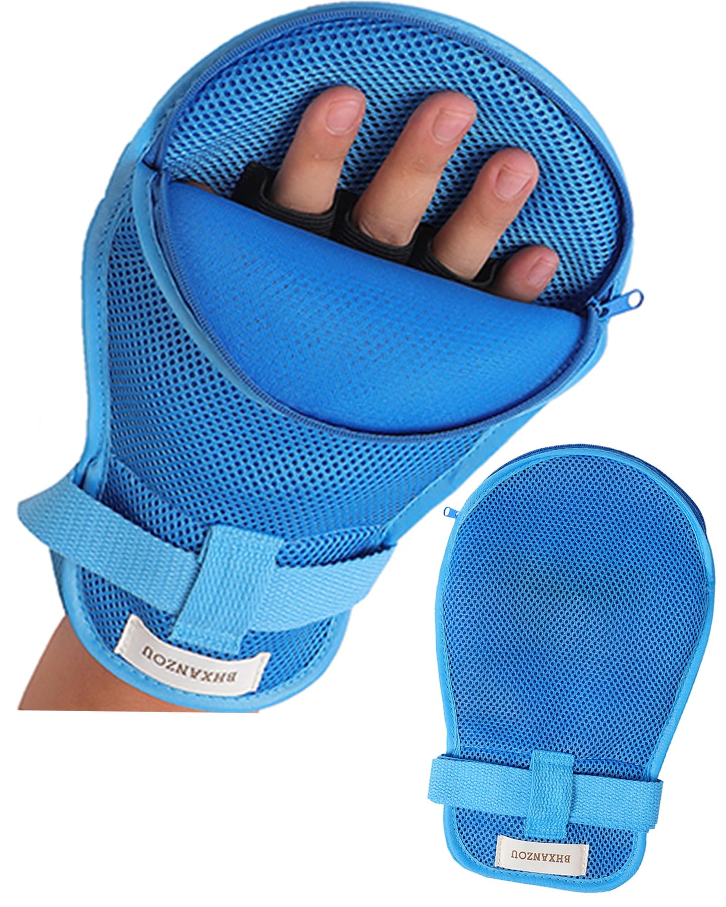 BHXANZOU Dementia Restraint Mitts - Anti-Scratch & Anti-Pull Safety Gloves for Elderly, Washable & Reusable with Finger Separation Design（1 Pair