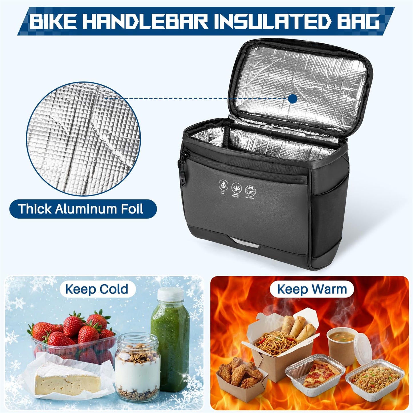 WOTOW Bike Front Handlebar Bag - Large Reflective Bicycle Handlebar Basket Bags Waterproof Storage Pannier for Bike Touchable Transparent Phone Holder Pouch for Men Women Road MTB Outdoor Cycling 3.5L
