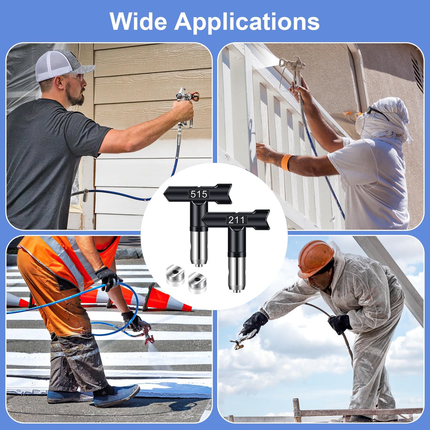 Gyfent Spray Tips, 6Pcs Airless Paint Sprayer Tips Reversible Spray Tips for Airless Paint Sprayer Machine Spray Paint Nozzles for Airless Paint Spray Guns House Painting DIY (211 313 415 515 517 623)