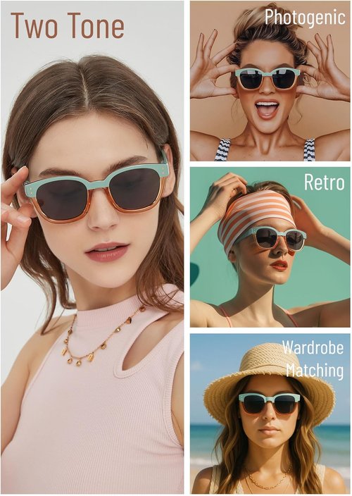 Leafael Polarized Sunglasses - Trendy Two-Tone Design with UV400 Protection | Retro Square Frame