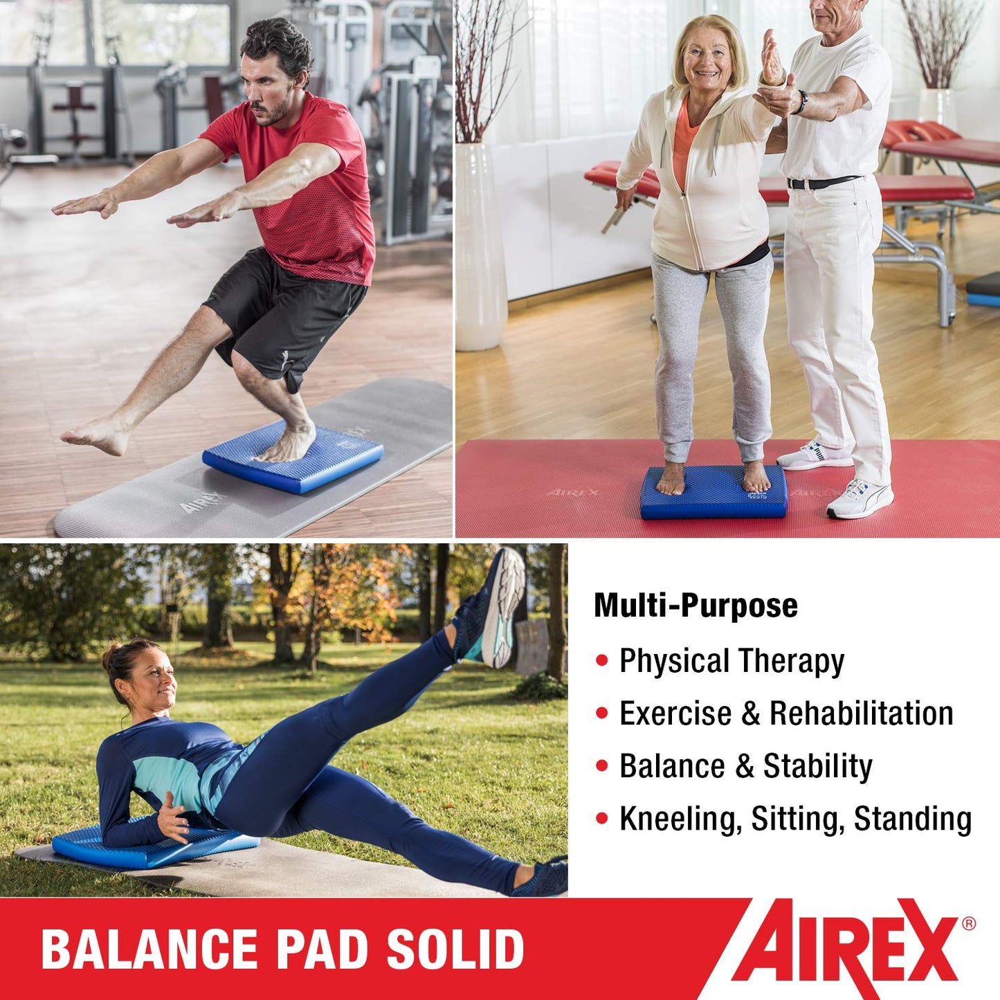 "Airex 30-1912 Balance-Pad Solid, 18"" x 16"" x 2""", blue