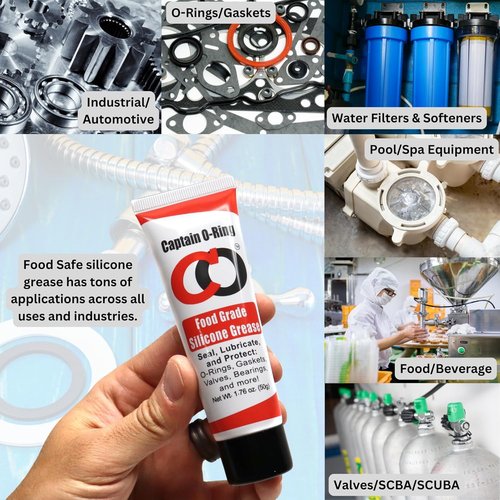 Captain O-Ring Silicone Lubricant Grease - NSF Food Grade for O-Rings & Seals (1.76oz, 50g)