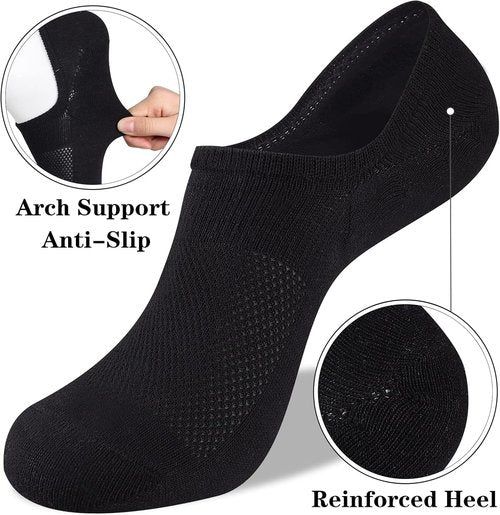 Heatuff No Show Socks - Women's Cotton Low Cut Non-Slip Casual Liners | 6-9 Pairs