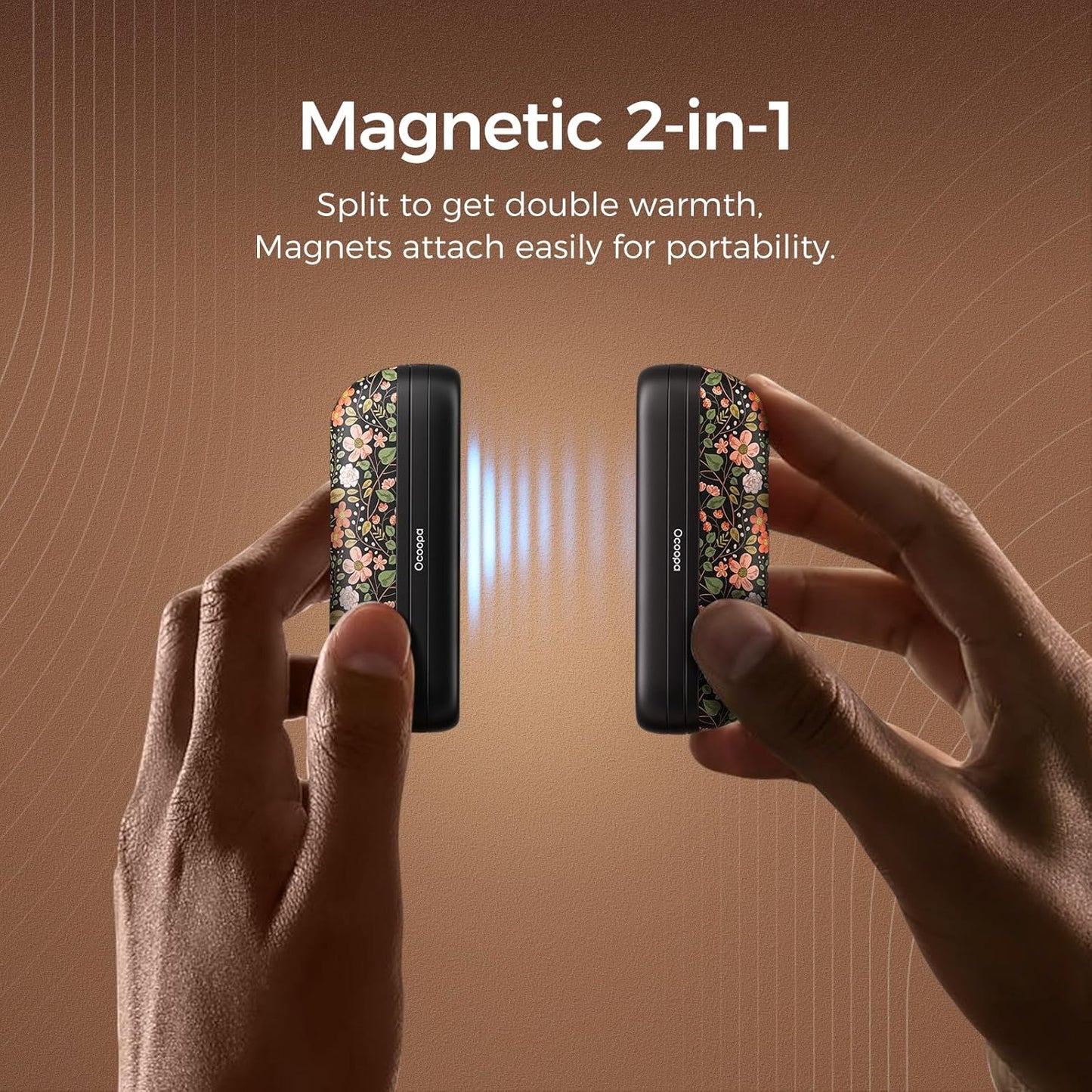 OCOOPA 2-in-1 Magnetic Rechargeable Hand Warmers - Portable Mini Electric Heaters | 2 Pack for Golf & Tech Gifts