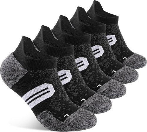 BUDERMMY Women's Ankle Compression Socks - Arch Support & Cushion for Athletic Workouts | 5 Pairs