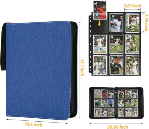 GERMUN 9 Pocket Card Binder - Premium Zip Trading Card Album for MTG, TCG & Sports Cards | 720 Double-Sided Pockets (Blue)