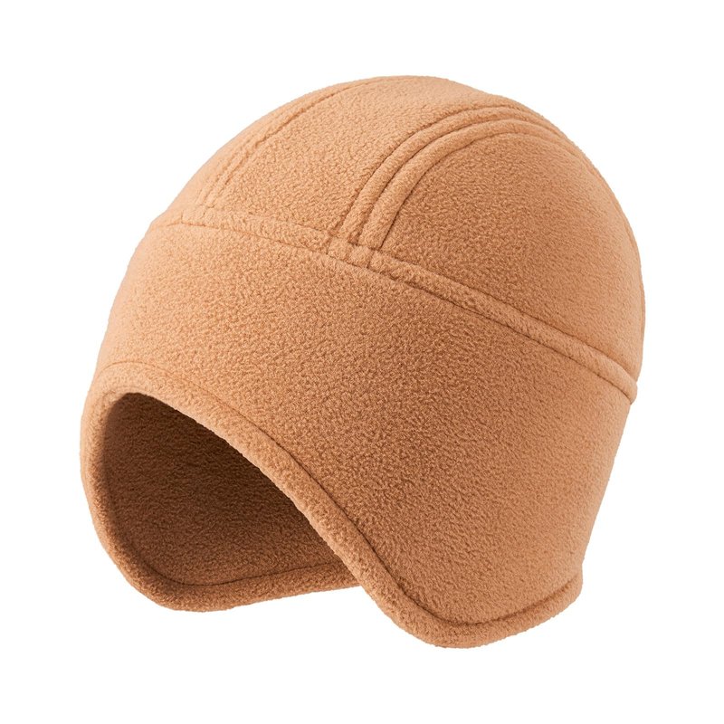 OZERO Winter Mens Beanies Hat: Windproof Thermal Warm Polar Fleece Beanie Hat with Earflaps - Ski Cycling Skull Caps for Men Women, Black