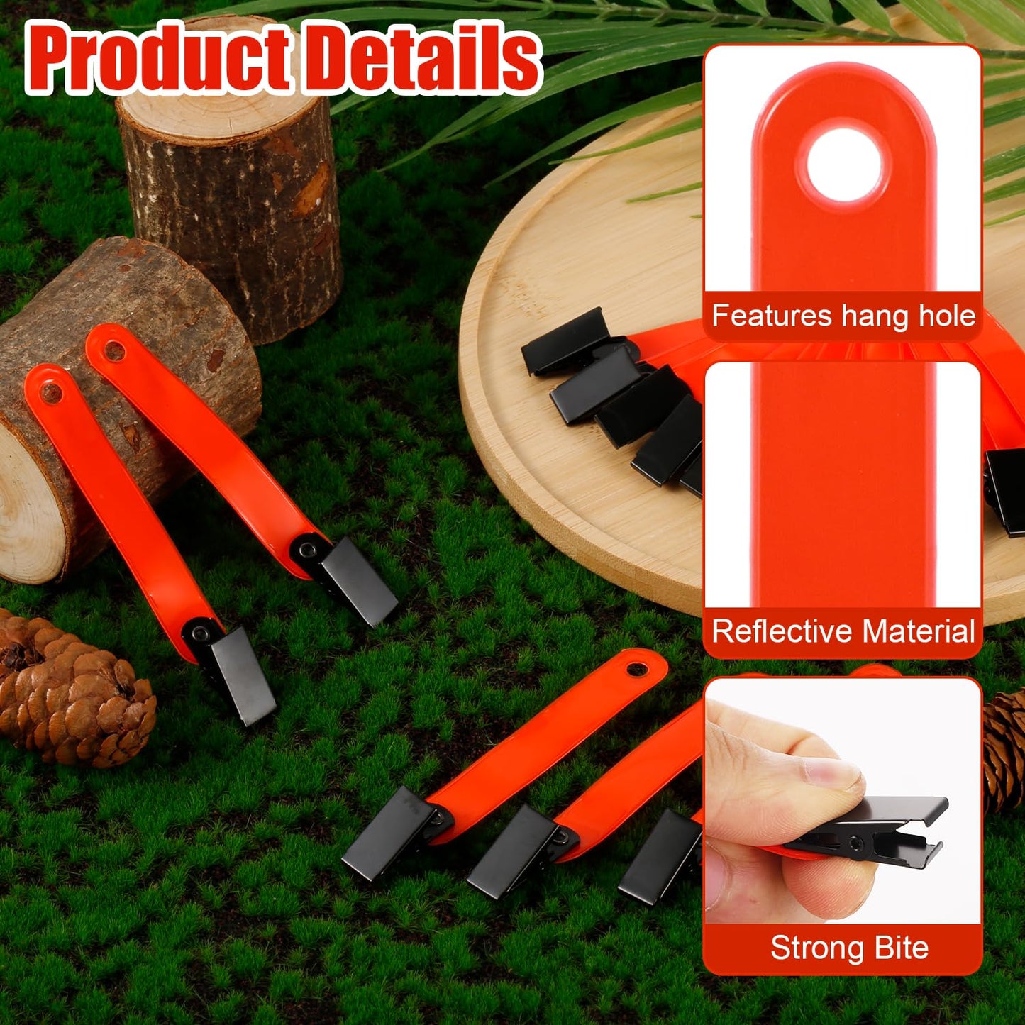 XIHIRCD 24pcs Reflective Trail Markers, Trail Markers with Clips Day & Night Hunting Reflector Trail Markers Trail Marking Tacks for Outdoor Hiking Camping Hunting (Fluorescent Orange)