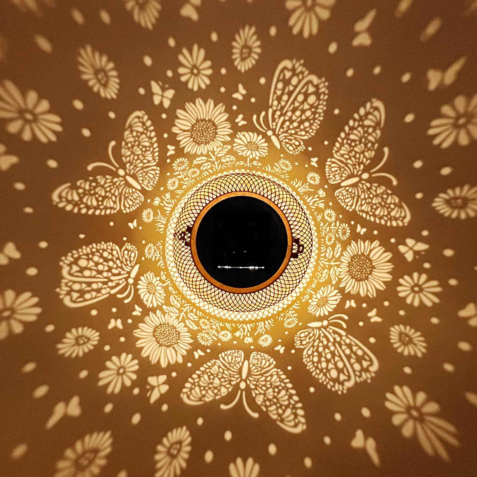 Solar Lanterns Outdoor Waterproof Butterfly Garden Decor Birthday Gifts for Women Mom Grandma Hanging Solar Lights Metal Decoration Outside for Yard, Patio, Backyard, Porch, Pathway