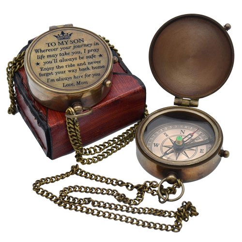 WOANIN Son Gift, Mom to Son Compass, to My Son Love Mom – Mother to Son Gifts/Dad to Son - Graduation Day Gifts fSon Birthday Gifts - Confirmation (Mom to Son Compass)