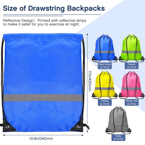 60 Pcs Workout Loop Resistance Bands Bulk, Gym Elastic Bands Set for Fitness Sport Class Students Members Gift Physical, 5 Pieces Each Set, with Large Drawstring Backpack Bags