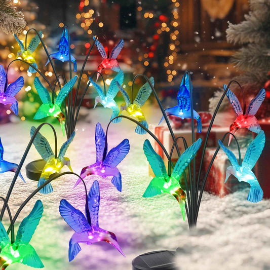 BeHiller Solar Hummingbird Lights Outdoor,2PACKS 12LED Swaying Firefly for Hummingbird Path Decor,Unique Gifts for mom/Grandma,Color Changing Hummingbird Gifts for Women,House,Housewarming,Lawn Decor