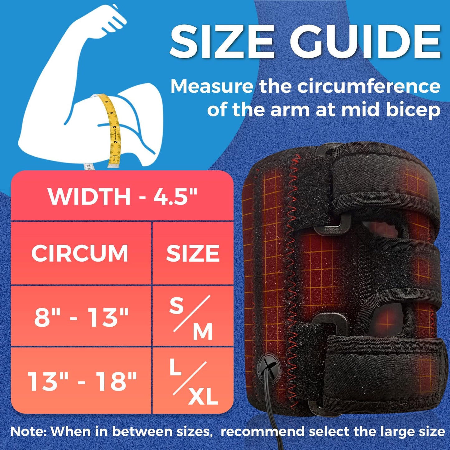 sticro Upper Arm Heating Pad for Bicep Tendonitis Pain Relief, Heated Arm Wrap for Biceps & Triceps Muscle Strains, Adjustable Bicep Brace with 3 Heat & 5 Timers Settings for Men/Women (S/M)