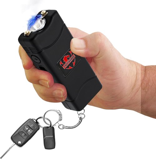 FIGHTSENSE Super Heavy Duty Stun Gun - Rechargeable Self-Defense Device with Flashlight & Nylon Holster