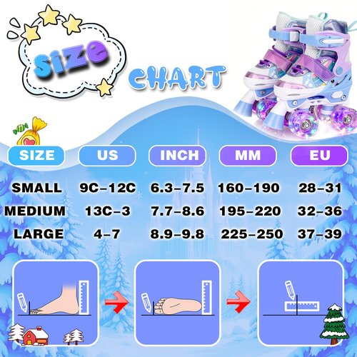 HISULIV Roller Skates for Kids Ages 5 6 8 12 Year Old 4 Size Adjustable Quad Roller Skates for Girls Boys Toddler with Light Up Wheels Best Children Gift for Beginners Indoor Outdoor Sports Purple