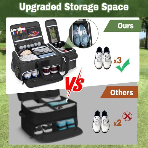 DSLEAF 2 Layer Golf Trunk Organizer with Bottom Shoe Space, Golf Car Locker for Men & Women, Holds 2-3 Shoes, Balls, Tees, Cap, Gloves and Clothes (Patenting Design)