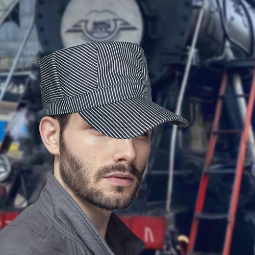 Neletao Blue and White Railroad Engineer Hat Train Conductor Adult Hat