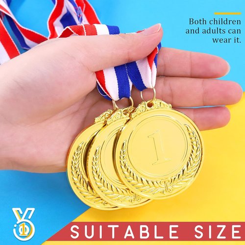 Hilitchi Gold Award Medals - Olympic Style Winner Medals with Ribbon | Set of 5