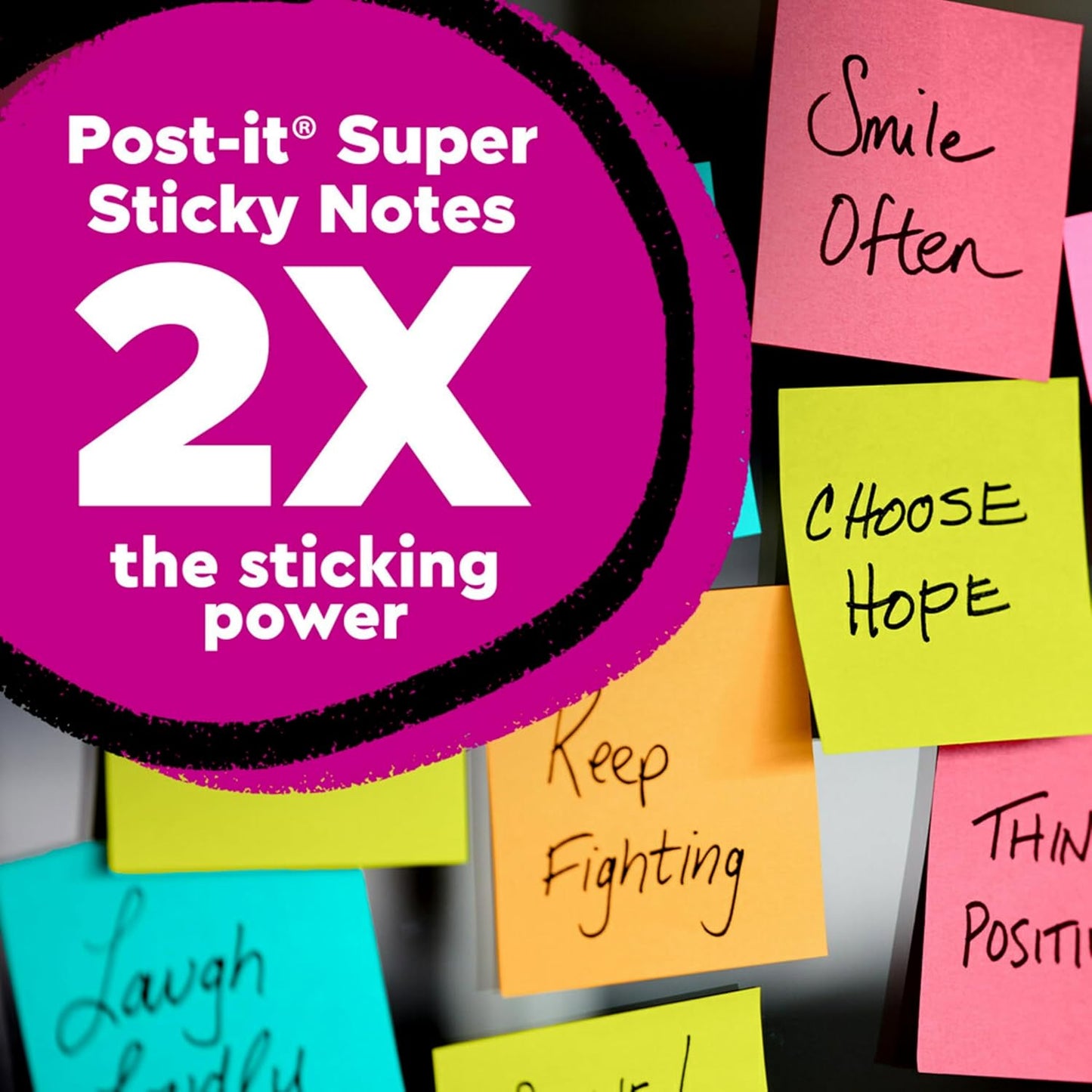Post-it Super Sticky Notes - 24 Pads | 3 x 3 Inches | Supernova Neons Collection - 2X Sticking Power