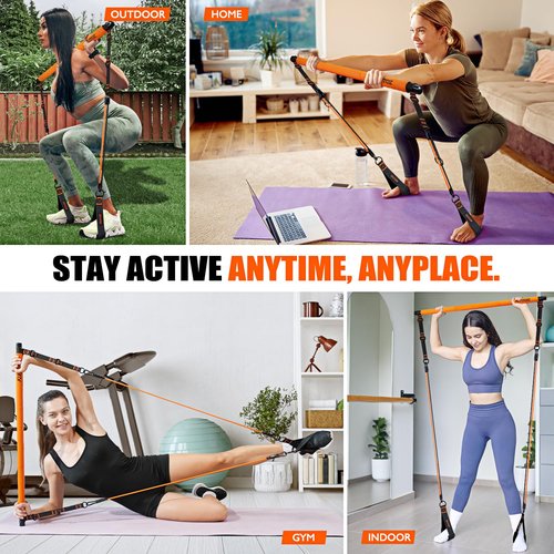 KUTIZE Pilates Bar Kit with Resistance Bands, Pilates Equipment, Multifunctional Resistance Bands with Bar for Women & Men, Home Gym Strength Training Equipment for Hip, Back, Arm, Full-Body Workouts