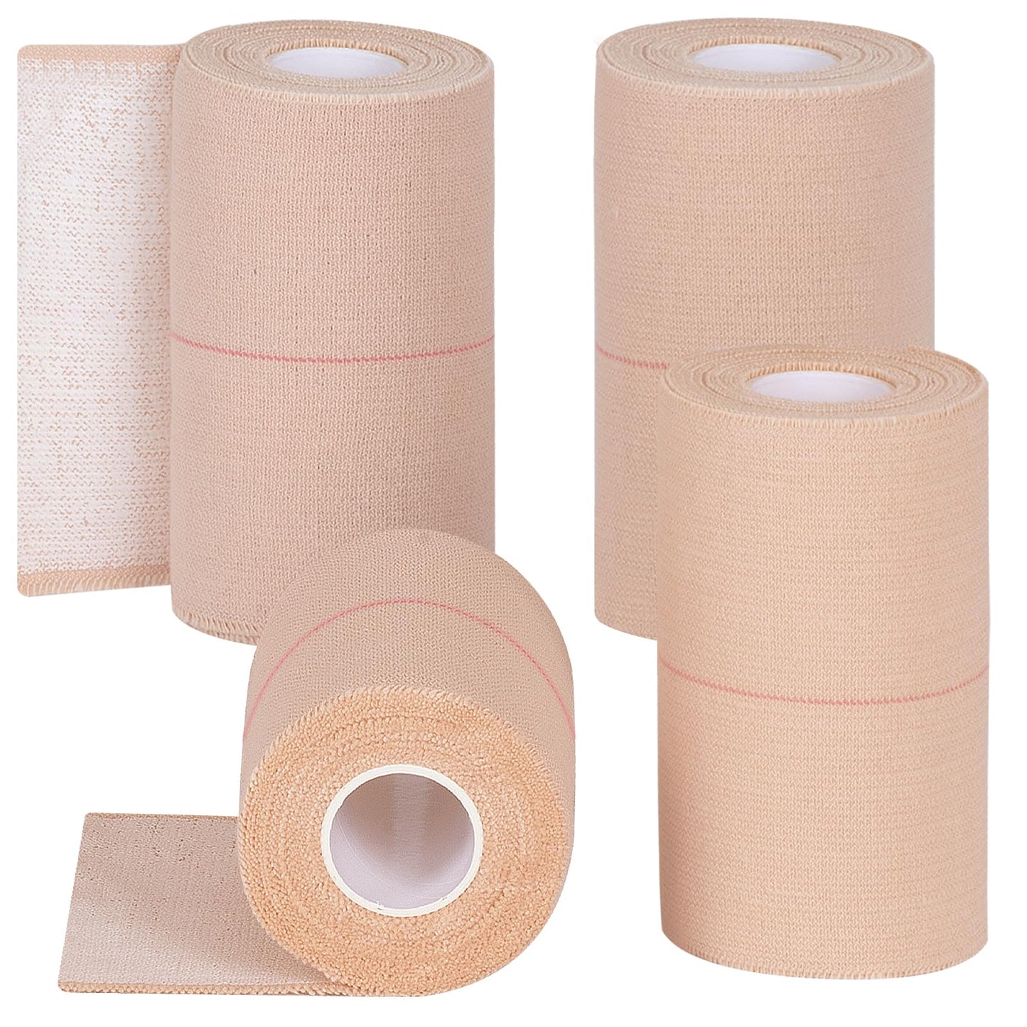 Worive 4 Rolls Elastic Tape, Breathable Self Adhesive Bandage Wrap, Flexible Stretch Bandages for Sports Wrists Sprains Knees Ankles, for Animals and Pets, 5 Yards (4 Inch in Width)