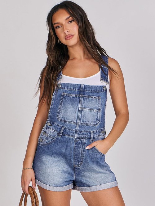 ANRABESS Denim Shorts Overalls - Casual Loose Fit Adjustable Summer Romper | Stylish Jean Bib Shortalls
