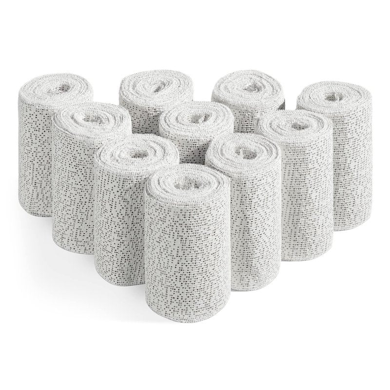 Navaris Plaster Cloth Rolls (M, Pack of 10) - Gauze Bandages for Body Casts, Plaster of Paris for Craft Projects, Belly Casting Kit Pregnancy - Easy Use Wrap Strips - 4" W x 118" L