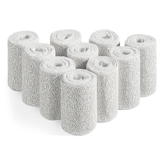 Navaris Plaster Cloth Rolls (M, Pack of 10) - Gauze Bandages for Body Casts, Plaster of Paris for Craft Projects, Belly Casting Kit Pregnancy - Easy Use Wrap Strips - 4" W x 118" L
