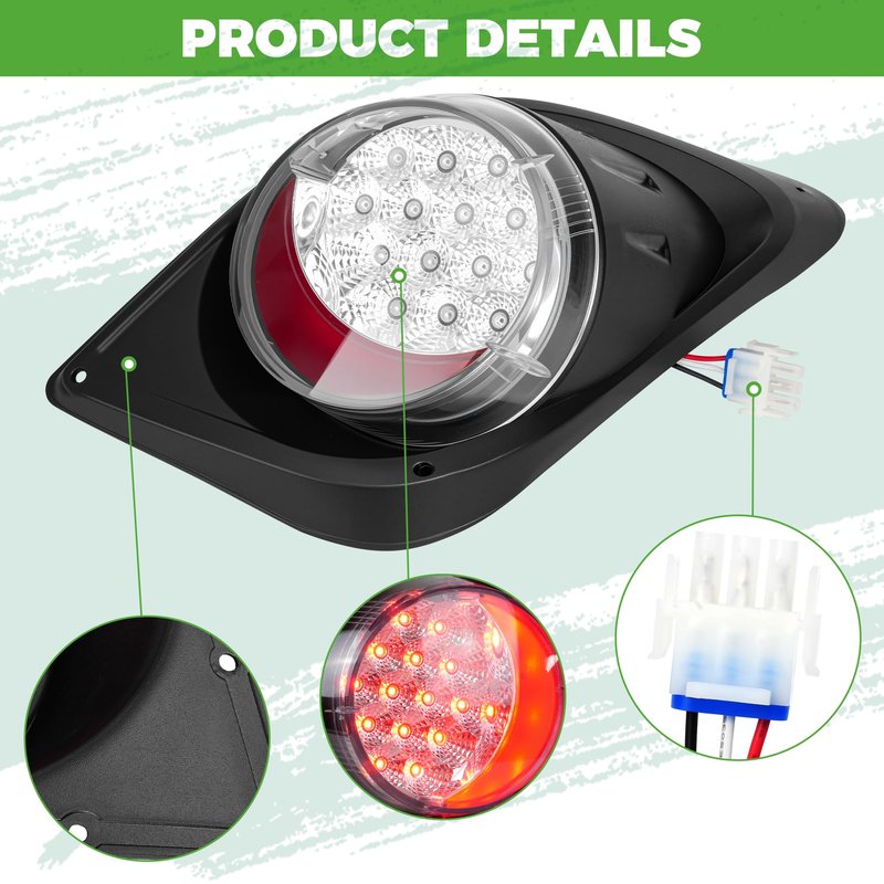 10L0L Golf Cart Tail Light for Yamaha Drive 2, 12V Golf Cart Rear Light Kit with 3 Wire, Compatible Lighting Assembly Driver & Passenger Side Replacement (For Yamaha Drive2 - Taillight)