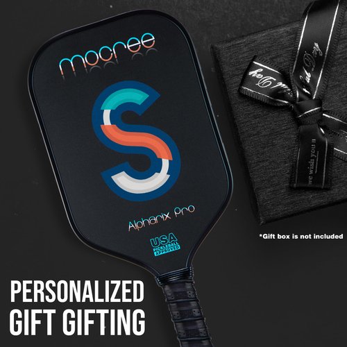 MOCREE 2025 Alpharix Pro USAPA Approved Pickleball Paddle – T700 Carbon Fiber with Power and Big Spin |Mid Weight Paddle for Intermmediate or Big Hands | Unique Initial Design, Letter S