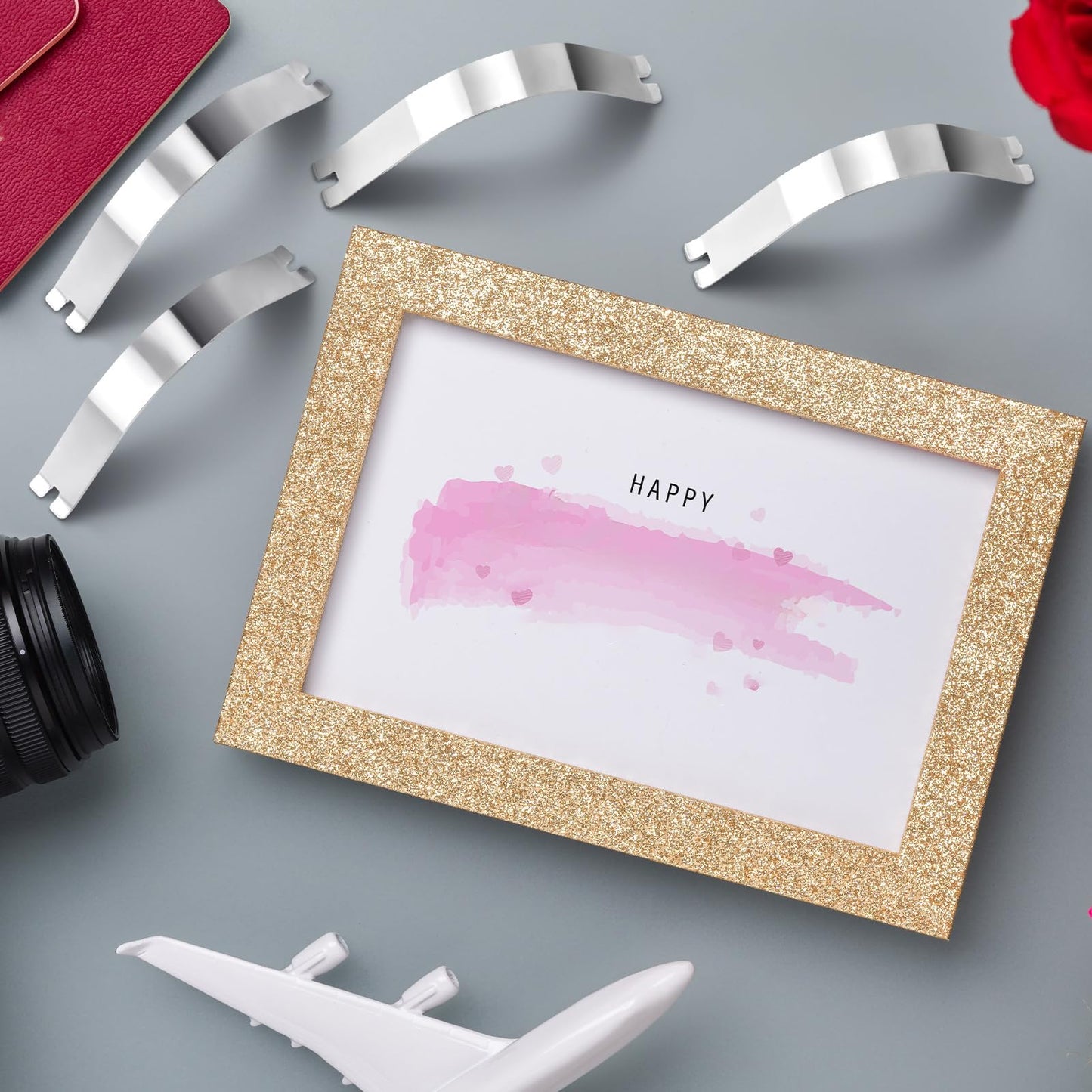 Wonderjune 100 Pcs Spring Clips Picture Frame Clip Bulk 85x9mm Photo Frame Hardware Accessories Metal Picture Frame Retaining Clips DIY Backing Clip for Hanging Canvas Artwork Paintings Craft