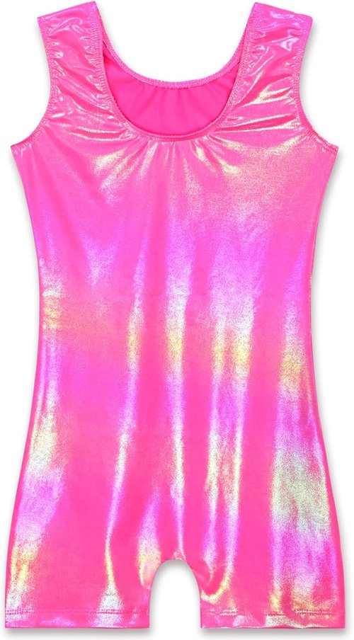 Domusgo Gymnastics Leotards - Sparkly One-Piece Sleeveless Tumbling Unitards for Girls