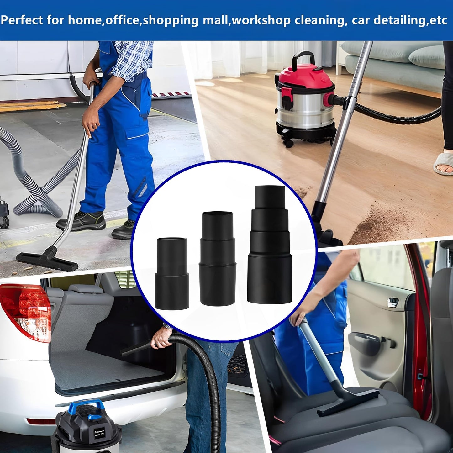 3Pcs Universal Vacuum Hose Adapter Wet Dry Vacuum Adapter for Shop Vacuum - Converts 1-3/8" to 1-1/4", 1-1/2" to 1-3/8" to 1-1/4", 1" to 1-1/8" to 1-3/8" to 1-5/8"